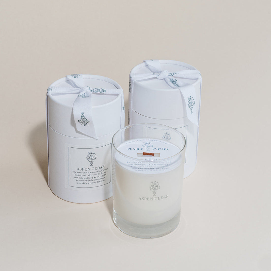 Personalized signature candle with custom label and packaging.