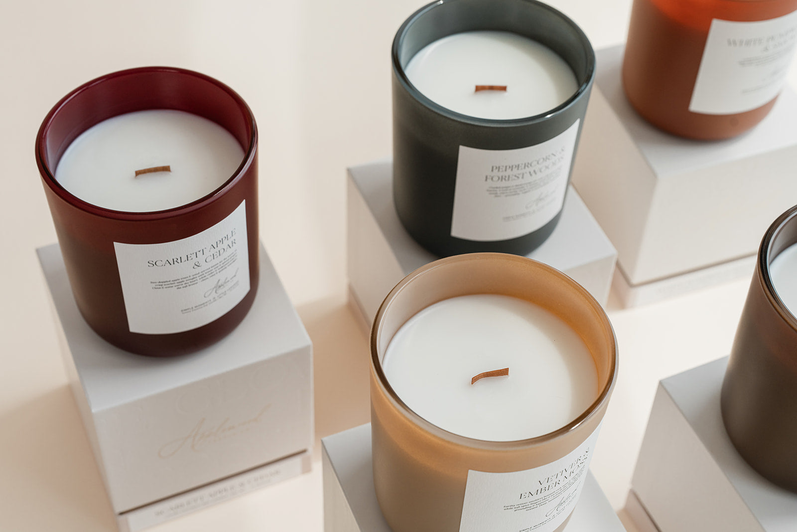 Nontoxic Autumn Candle Collection in Luxury Colored Vessels with box
