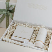 Saffron & Tobacco reed diffuser and room & linen mist gift box.