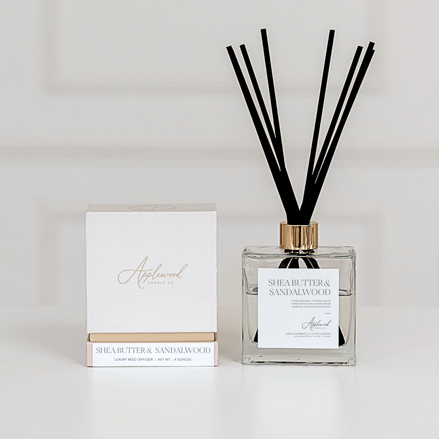 SHEA BUTTER & SANDALWOOD | Luxury Reed Diffuser – Applewood Candle Co.