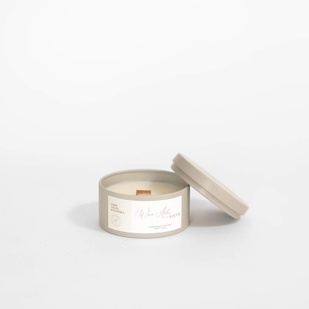 WARM AMBER + SANTAL | Coconut-Soy Travel Candle