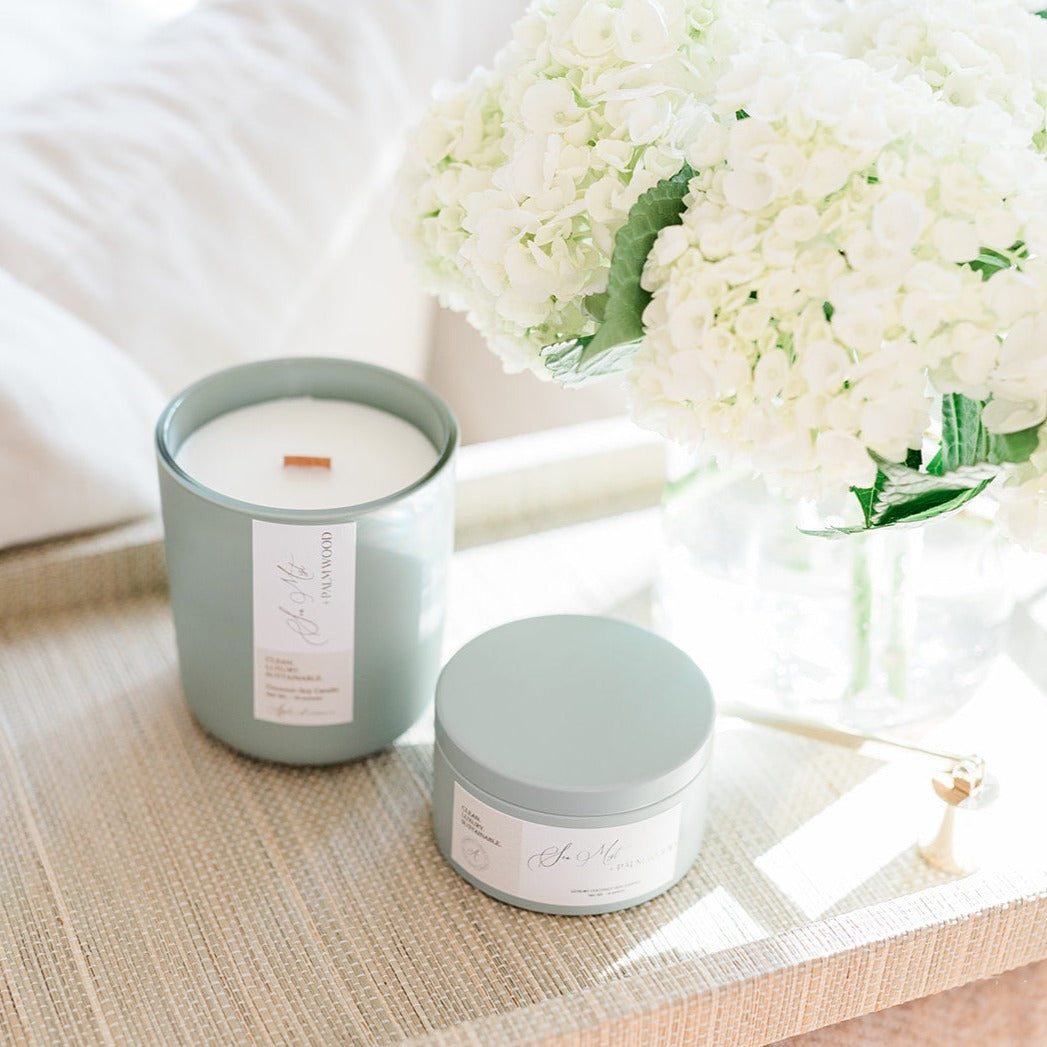 Sea Mist + Palm Wood  | Coconut-Soy Travel Candle
