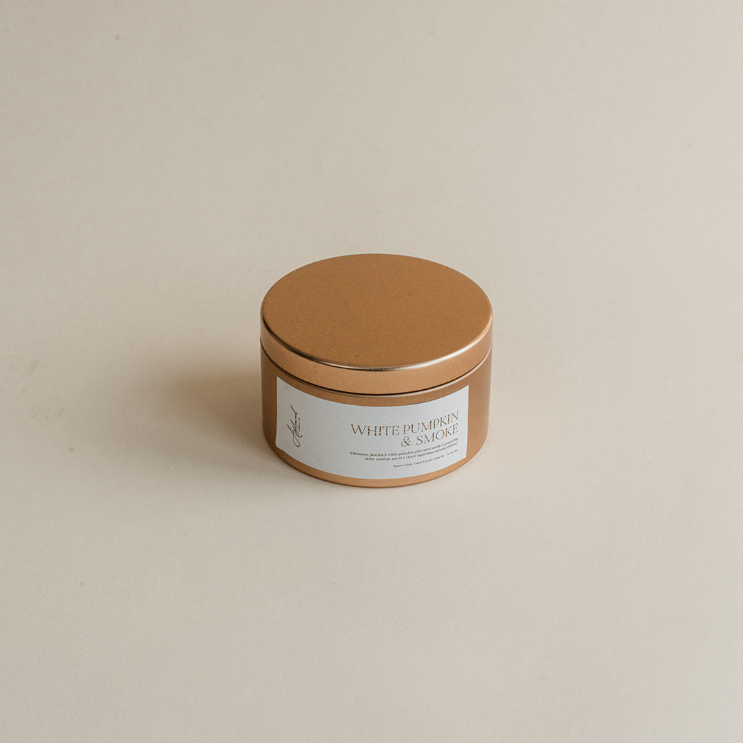 White Pumpkin &amp; Smoke - Travel Candle (20+ hour burn)